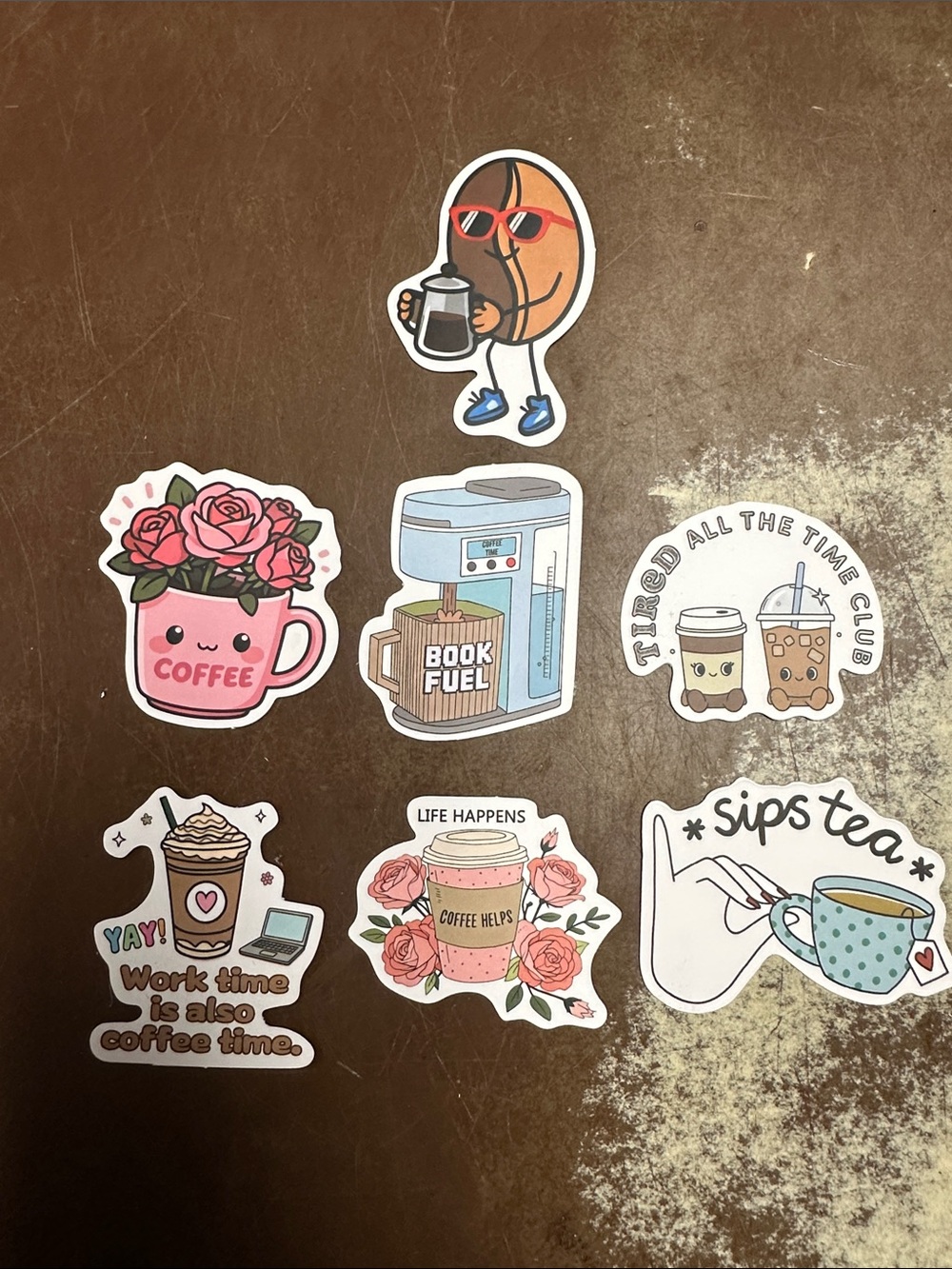 Coffee & Tea Sticker Pack — Cute Pink, Blue, Brown, Cream Designs